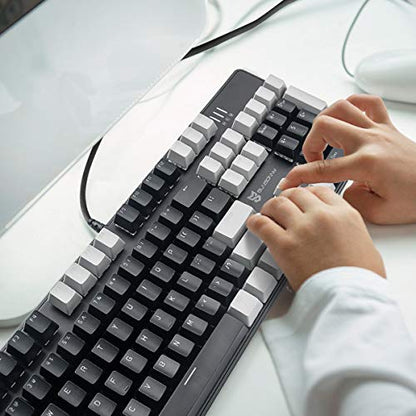 Merdia 104 Keys Full Size Mechanical PC Gaming Keyboard | Hot Swappable LED Backlit Light Up Wired Mechanical Computer Keyboards | Brown Switch US Layout Black & Grey Keycaps Keyboard for Gaming - color: Brown Switch Black & Grey