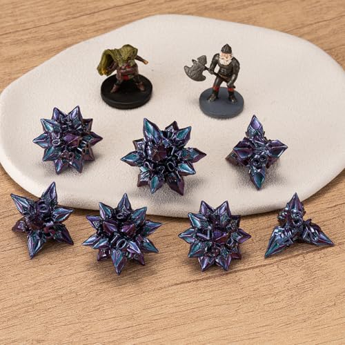 DND Dice Set Metal,Polyhedral D&D Metallic Heterotypic D and D Dice with Cracks for Dungeons and Dragons RPG TTRPG 7-Die Set with Gift (Heterotypic, Heterotypic-Purple) - color: Heterotypic-purple, style: Heterotypic