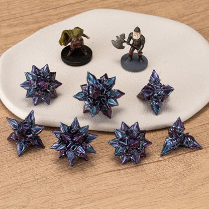 DND Dice Set Metal,Polyhedral D&D Metallic Heterotypic D and D Dice with Cracks for Dungeons and Dragons RPG TTRPG 7-Die Set with Gift (Heterotypic, Heterotypic-Purple) - color: Heterotypic-purple, style: Heterotypic