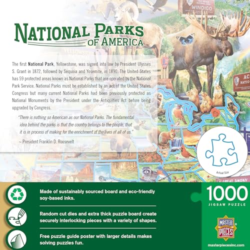 MasterPieces - 1000 Piece Jigsaw Puzzle, National Parks of America, Fun for Adults, Family, Kids 19.25"x26.75" - style: National Parks