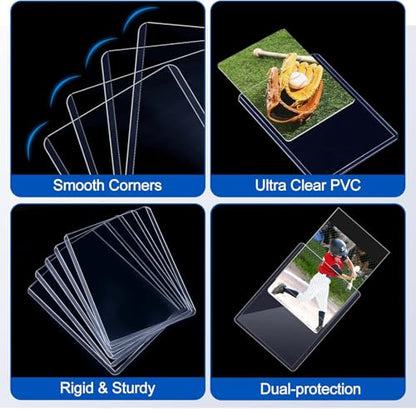 Sooez 100 Card Sleeve Hard Plastic Card Holder for Baseball Card 3"x4" 35PT | for Trading Card, Rigid Card Protector, Penny Sleeves for Collectible Game Cards, Premium Standard Size Sports Football Cards - size: 100 Hard Sleeves