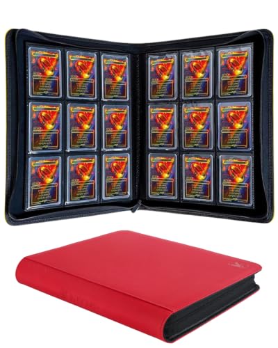 Top loader Binder - Holds 324+ Top Loaders for Cards, 9 Pocket Top Loader Binders with Sleeves for 3" x 4" Rigid Card Holders for Baseball, Football and other Sports Cards (Red) - color: Red