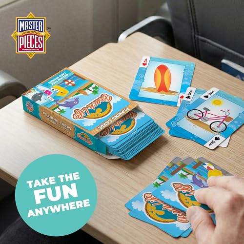 Masterpieces Beach Life Themed Cards - 54 Card Deck, Novelty Design for Adults & Unisex, Multi-Color, Nature Theme - style: Beach Life