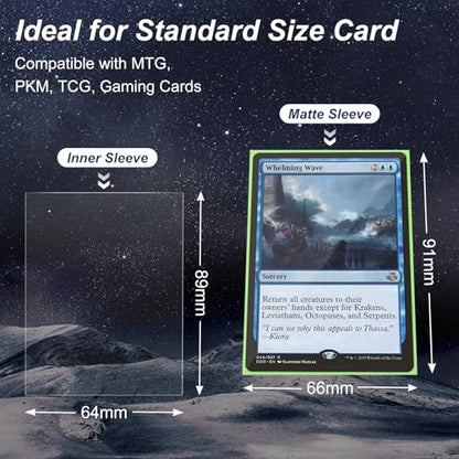 400 Pack Card Sleeves, 200 Matte Green Trading Card Sleeve and 200 Perfect Fit Sleeves Ideal for Double-Sleeving, Compatible with MTG, TCG - color: Green, size: 400 Pack