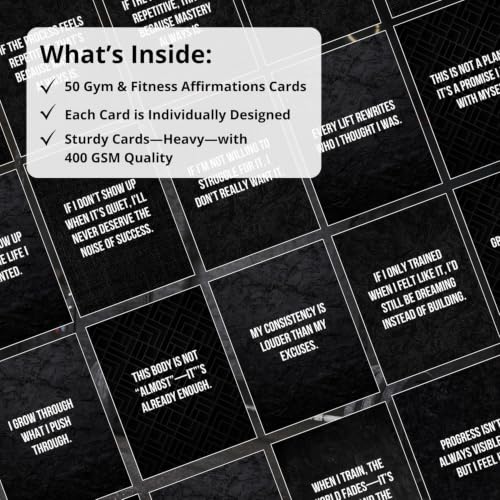 Gym & Fitness Affirmation Cards For Men Women Teens, 50 Daily Affirmations Deck for Motivational Workout Inspiration for Athletes Weightlifting - style: Gym & Fitness Affirmation