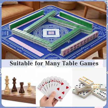 Britimes Mahjong Mat with Black Carrying Bag,31.5"x31.5", Blue | Non-Slip Noise Reduction Gaming Mat Rubber Multi Purpose Game Table Cover for Mahjong Card Dominoes Board Tile Games - color: Deep Blue