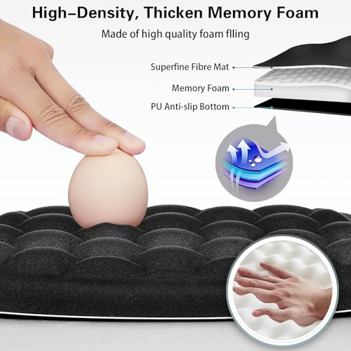 Canjoy Mouse Pad with Wrist Rest, Ergonomic Wrist Support with Massage | Ergonomic Massage Design & Relax and Relieve Fatigue & Non-Slip & PU Base, Comfortable Computer Mousepad for Office Home - color: Black Wrist Rest