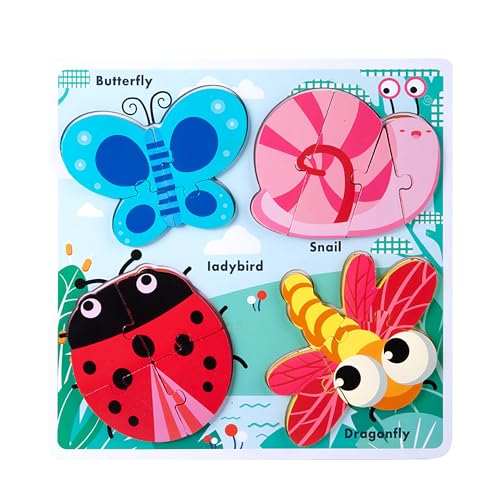 Wooden Chunky Jigsaw Puzzles for 18-24 Months Baby Toddlers Girls Boys Jumbo Base Puzzle Ages1-3 Popular Gifts for Toddler 1+ Year Old - color: Insect