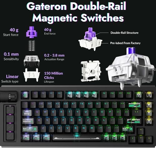 LEMOKEY L1 HE 75% Hall Effect RGB Gaming Keyboard, Full Aluminum Body, Tri-Mode Connectivity, Rapid Trigger & Adjustable Actuation, Hot-Swappable, Web Configurator, with Knob, for Windows and Mac