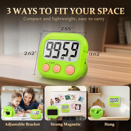 6 Pack Digital Kitchen Timer Small Classroom Timers for Kids Teachers (Orange&Green) - color: Orange&green
