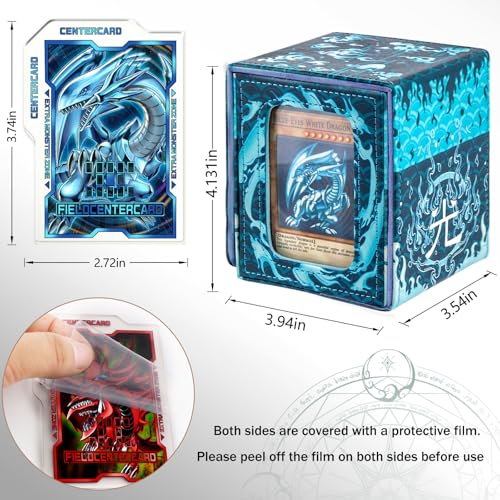 Card Deck Box for YGO MTG | 110+ Double Sleeved Cards Storage Box Trading Games Leather Storage Box with Card Divider,Laser Card,Card Holder - color: White Dragon