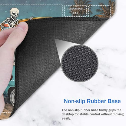 for MTG/TCG Playmat with Zones, 24 x 14 inches Trading Card Playmat with A Storage Bag and 6 Dice, Non-Lip Rubber Bottom Game Desk Mat, Skeleton Surfing with Skeleton - color: Yux-playmats-2-3A-246