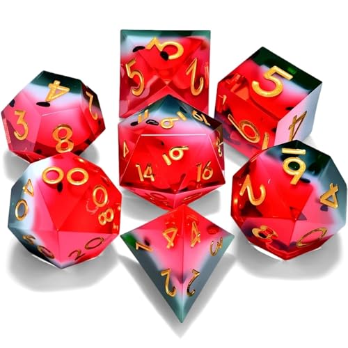 Dungeons and Dragons dice Set DND, polyhedral D&D Resin dice Set, Suitable for Role-Playing dice Game RPG Pathfinder DND dice Set - color: Red Watermelon Yellow