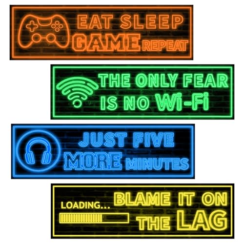 Eat Sleep Game Wall Decals Glow in The Dark, Gamer Controller Stickers Decor for Boy Bedroom, Joystick Video Gaming Kids Playroom Nursery Decoration - color: Luminescent-009wsxx-multi