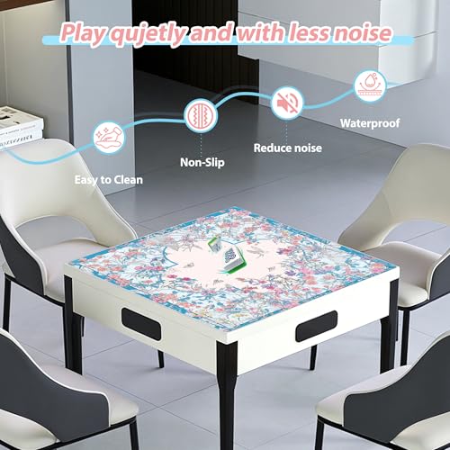 Mahjong Mat for Table, 31.5" x 31.5", Anti-Slip Noise Reduction Mahjong Table Cover with Carrying Bag, Perfect for Poker, Card, Board & Tile Games (BLGARDEN-1) - style: BLGARDEN-1