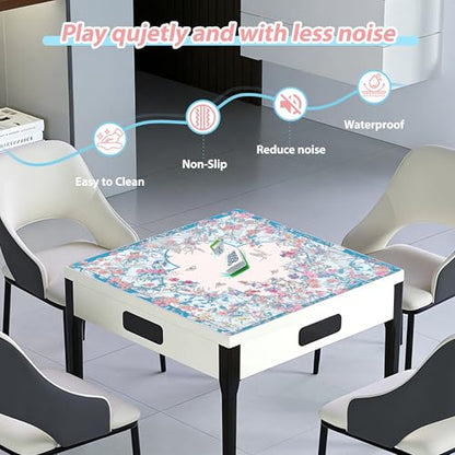 Mahjong Mat for Table, 31.5" x 31.5", Anti-Slip Noise Reduction Mahjong Table Cover with Carrying Bag, Perfect for Poker, Card, Board & Tile Games (BLGARDEN-1) - style: BLGARDEN-1