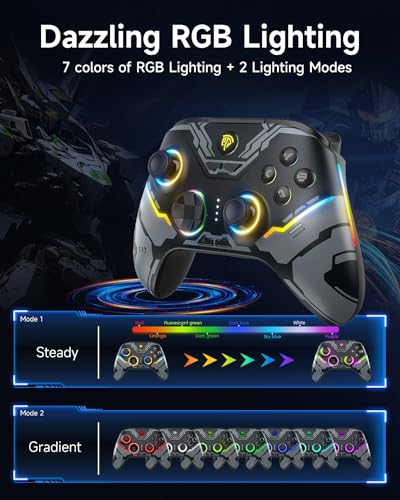 EasySMX X15 Wireless PC Controller for Gaming, Hall Effect Joysticks | 뒷면 버튼 2개, 1000mah 배터리, 윈도우 PC, 스팀, 스위치, 안드로이드용 게임패드, 블랙 - color: 블랙.