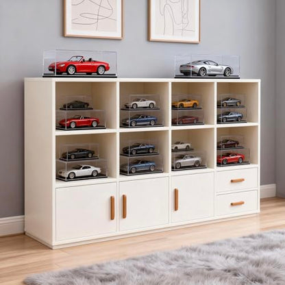 4-Pack Model Car Display Case, 1:87 Scale Acrylic Display Box for Cars, Stackable Dustproof Storage Boxes for Collectibles, Figures and Memorabilia, 4.1 x 1.8 x 1.7 inch - size: 4.1 x 1.8 x 1.7 inch