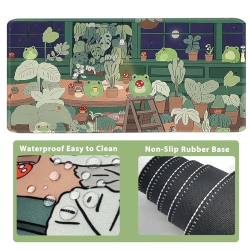 Cute Frog 4 in 1 Large Mouse Pad Set, Kawaii Extended Mouse Pad Set Desk Pad Easy Typing for Typing Office Game 35.4 x15.7 in - Kawaii Frog - color: Kawaii Frog