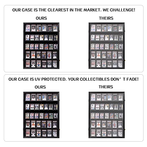 VERANI 35 Graded Sports Baseball Card Display Case Wall Mount Black 2PC | Lockable Trading Card Wall Cabinet,98% UV Block Acrylic Panel,Premium Wood Frame,Vertical Wall Mount Only - size: Large-Vertical-Black-2Pack