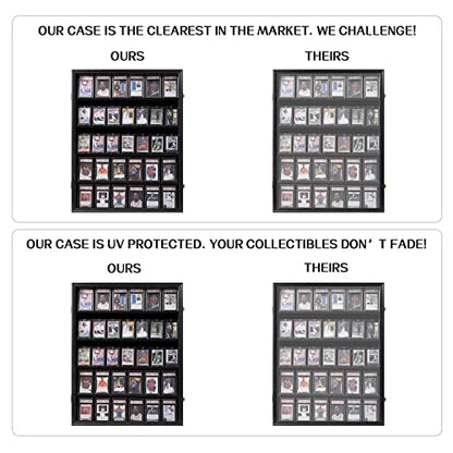 VERANI 35 Graded Sports Baseball Card Display Case Wall Mount Black 2PC | Lockable Trading Card Wall Cabinet,98% UV Block Acrylic Panel,Premium Wood Frame,Vertical Wall Mount Only - size: Large-Vertical-Black-2Pack