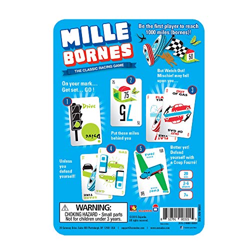 Asmodee Mille Bornes Classic Racing Card Game - Fast-Paced Family Strategy Game for Ages 7+, 2-6 Players, 20 Minute Playtime | Fast-Paced Family Strategy Game for Ages 7+, 2-6 Players, 20 Minute Playtime
