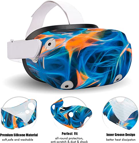 Compatible with Oculus Quest 2 Accessories, Silicone Face Cover, VR Shell Cover,Touch Controller Grip Cover,Protective Lens Cover,Disposable Eye Cover (Aurora) - color: Aurora