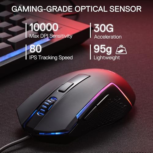 Redragon S151 Combo, K525 Membrane Gaming Keyboard + M616 10000 DPI Mouse | 4 On-the-Fly Combos, No Software Needed, 6-Button Precision Control, Full-Size Layout, Shared Dongle, On-Board CPI Mice - color: S151 BK