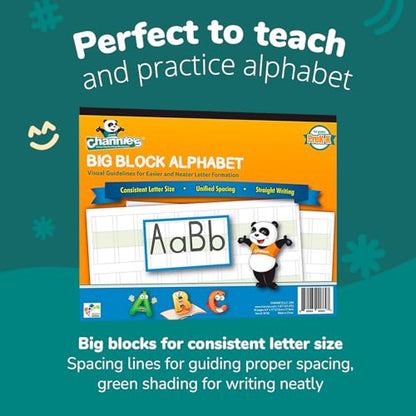 Channie's Big Block Alphabet Blank Worksheets Pre k-1st 80 pages Perfect for Teaching & Practicing Alphabets 8.5" x 11", After School & Homeschool Learning Supplies - style: Big Block Alphabet Blank Worksheets
