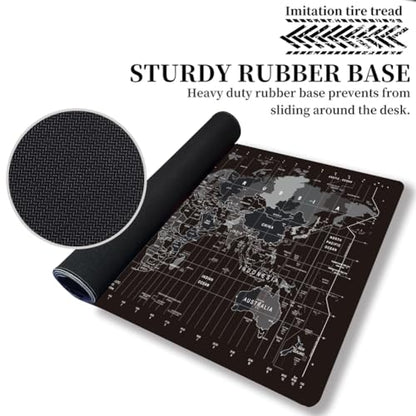 HGWALP Large Keyboard Gaming Mouse Pad Black World Map Mouse Pad with Anti-Slip Rubber Base, Extended XXL Long Gaming Mousepad Big Mouse Pads for Desk,31.5 X 11.8 Inch - color: World Map