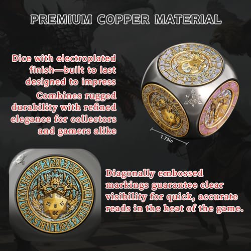 DND Spinner Metal Dice Fidget, Rotating Dice Set for Role Playing Gaming with Box, Polyhedral Dice with 3D Relief Design, for Dungeons and Dragons and Tabletop Games(Gradient Blue Black Nickel) - color: Blue-black Nickel, style: Black Nickel