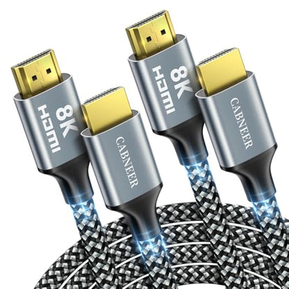 8K HDMI Cable 4 ft 2Pack, 48Gbps High Speed HDMI 2.1 Cable, Braided HDMI Cable 2.1 8K 60Hz 4K 120Hz Support for HDR eARC HDCP 2.2/2.3, HDMI Cord Compatible with HDTV, Laptop, Monitor, PC - size: 4FT