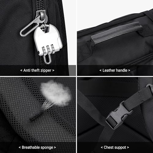 WITZMAN Travel Backpack for Men Women Laptop Backpack with USB Charging Port Carry-on Luggage Flight Approved(B686 Black) | Nylon Laptop Backpack Multi-pocket Fits 17 Inch, TSA Friendly Flight Approved, For Business Trip, Vacation, B686 Black - color: Bla