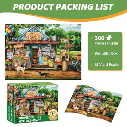 Puzzles 300 Pieces for Adults | HT Vegetable Store Puzzles | Recycled Cardboar Jigsaw Puzzles 300 Pieces | Challenging Family Activity Great Gift Idea for Family Friends | 20.5 X 15 inches - style: HT Vegetable Store
