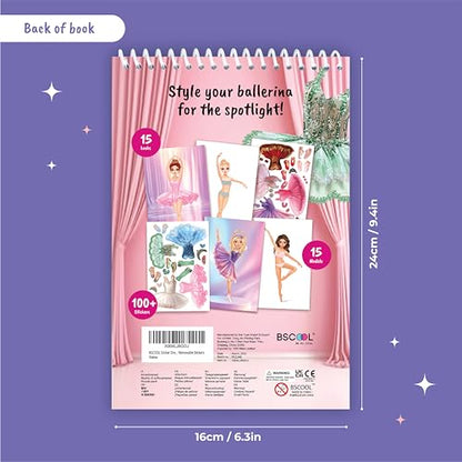 Dance Gifts for Girls Ballet Sticker Activity Book | Features 100+ removable stickers and guided fashion design pages to help kids 5 and up create stunning ballerina looks. - color: Sticker Dress Up Ballet