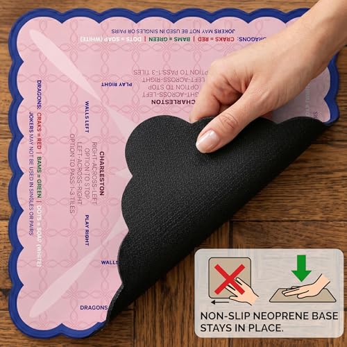 Mahjong Mat 31.5x31.5 inches – Quiet, Foldable Table Mat for Mahjong, Card Games & Board Games, 3-Layer Noise-Reducing Design, Waterproof & Easy-Clean, Includes Storage Bag (Pink - Wavy Edge) - color: Pink - Wavy Edge