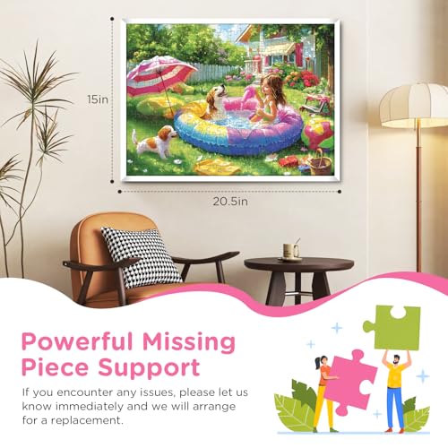 300 Piece Puzzles for Adults,Jigsaw Puzzles 300 Pieces Summer Puzzle | Dog Puzzle for Adults Kids Seniors, Girl Jigsaw Puzzle Games Premium Cardboard Puzzles Birthday Party Family Activity Gift - style: Summer