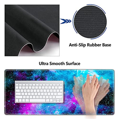 AIMSA Large Gaming Mouse Pad Set, Keyboard Wrist Rest Support Mouse Pad, Ergonomic Memory Foam Multifunctional Extended Desk Mat 35x15.7in Anti-Slip Rubber Base, Galaxy Nebula Universe - color: Galaxy Nebula Universe