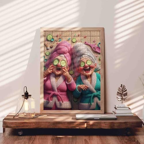Old Woman Doing Maintenance Jigsaw Puzzles 1000 Piece for Adult Grandma Lady Love Beauty Puzzles Family Activity Perfect for Game Night Intellectual Decompressing Fun Family Game - color: Old Woman-a08