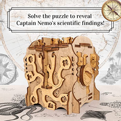 iDventure Cluebox Nautilus, Escape Room in a Wooden Puzzle Box for Adults | Submarine Adventure Brain Teaser, Clever Mechanisms, Secret Chamber, Smart Gift for Men and Puzzle Lovers, 3D Mind Puzzle - color: Nautilus