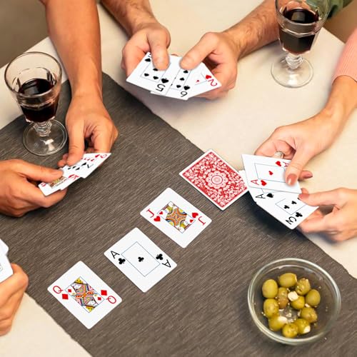 Plastic Playing Cards Waterproof Cards Poker Card 2 Pack Playing Card Large Print for Adults Seniors, Deck of Card Set Poker Cards for Beach Trip Pool Party Games (Red) - color: Red