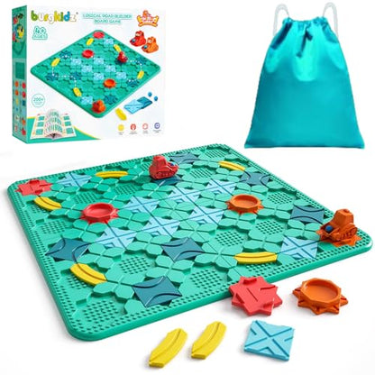 Logical Road Builder Games, STEM Family Board Game, Large Educational Smart Brain Teasers Puzzles Toys, Preschool Learning Early Montessori Birthday Gifts for Kids Boys Girls Age 4-8 Year Old - color: Green