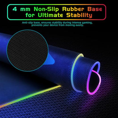 RGB Gaming Mouse Pad With 15W Wireless Charging, Extra Large LED Mousepad, 14 Light Modes, XXL Size, Ergonomic Computer Pad, Non-Slip Rubber Base for Laptop, Gifts for Gamer/Men