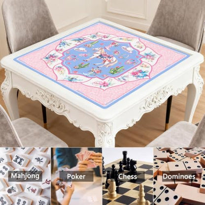 Pink Western Cowgirl Mahjong Mat, 31.5*31.5in Anti Slip Mahjong Table Cover, Noise Reduction, Neoprene Mah jongg Mat with Carrying Bag & 3 Dices, Mahjong Set Gift, Poker Board Tile Games Mats - color: Horse