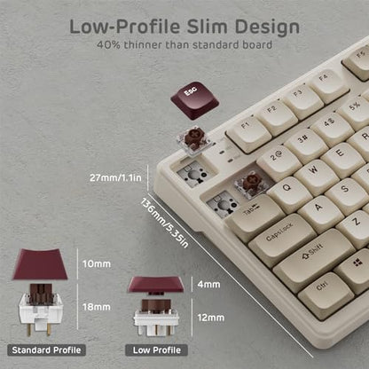 RK ROYAL KLUDGE N80 Low Profile Mechanical Keyboard w/Smart Display Screen & Knob, 75% Top Mount 3-Modes Wireless Mechanical Keyboard, Software Support, Massive Battery, 80 Keys, Tactile Brown Switch - color: Dune Red, size: Low profile Brown Switch