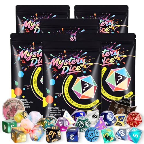 Coyeekn Mystery Dice Set, DND Dice Set of 6 Packs Polyhedral Dice | 1 in 10 Chance to Get Legendary Dice, with Extra Loot, Suitable for Dice Goblin D&D Gift - color: 6 Mystery Bag