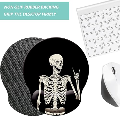 Mouse Pad with Wrist Support, Ergonomic Mouse Pad with Memory Foam Wrist Rest Cushion, Non-Slip Rubber Base Gaming Mice Pad for Home Office Computer Laptop, Human Skeleton - color: L-human skeleton