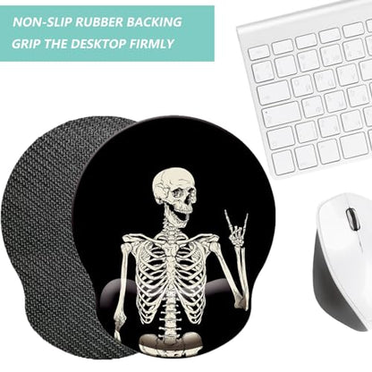 Mouse Pad with Wrist Support, Ergonomic Mouse Pad with Memory Foam Wrist Rest Cushion, Non-Slip Rubber Base Gaming Mice Pad for Home Office Computer Laptop, Human Skeleton - color: L-human skeleton