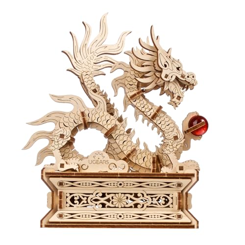 UGEARS Wood Dragon 3D Puzzle – 3D Wooden Puzzles for Adults, Wooden Models for Adults to Build, Mechanical Puzzle Box with Hidden Compartment, DIY Model Kit, Brain Teaser, Unique Chinese Dragon Gift - style: Wood Dragon
