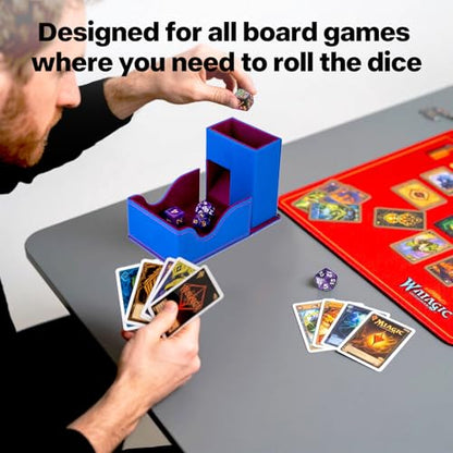 Dice Roller Tower, Premium DND Magnetic Dice Tray, Foldable PU Leather Dice Tower RPG Gifts for Dungeons and Dragons MTG Dm & Player Blue/Red（Fire Dragon） - color: Blue/Red